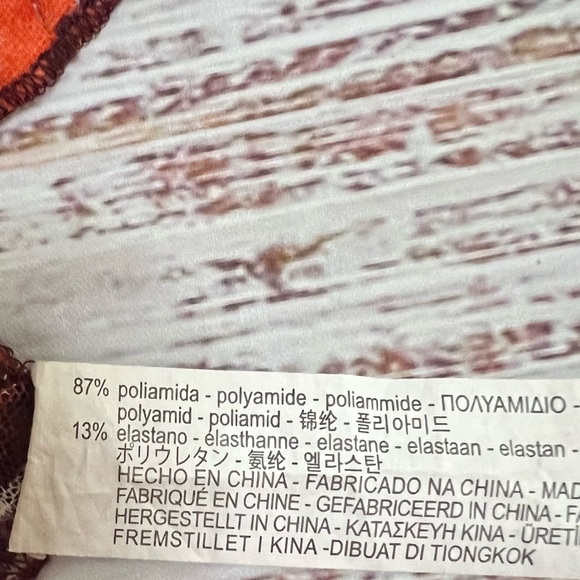 Zara flowy top with ruffled sleeves red orange purple sheer medium boho Aztec - Picture 7 of 7